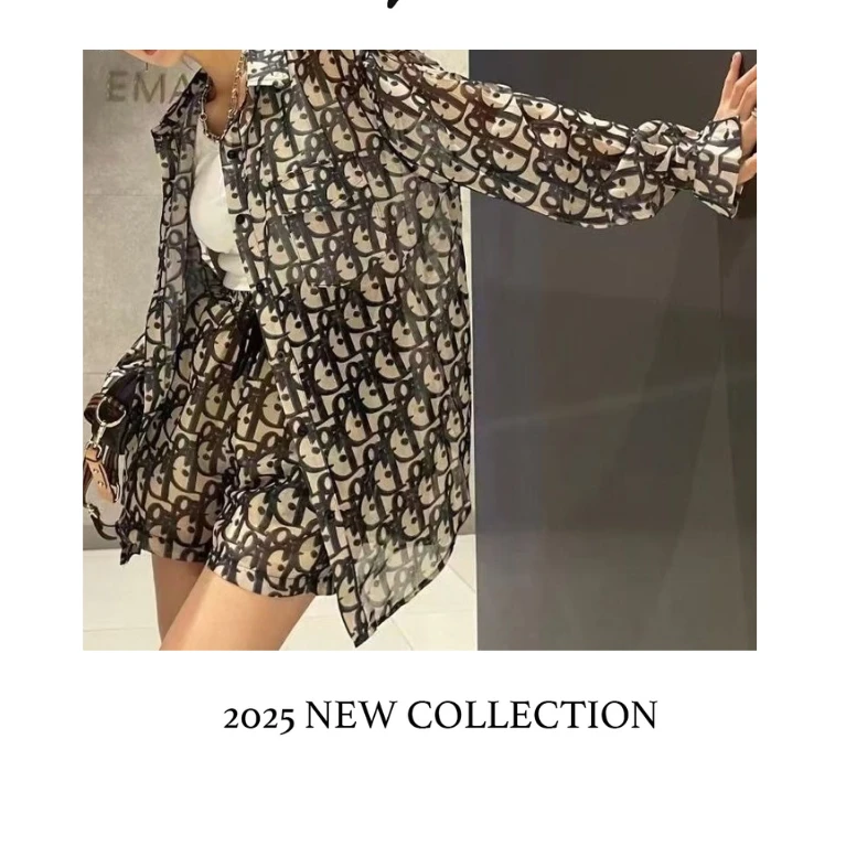 潮款轻薄字母印花防晒衫套装2025新款宽松舒适气质S576