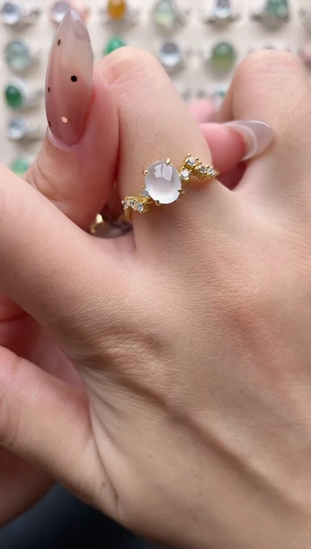 【闪购商品】翡翠戒指银S925镶嵌一物一证一礼盒