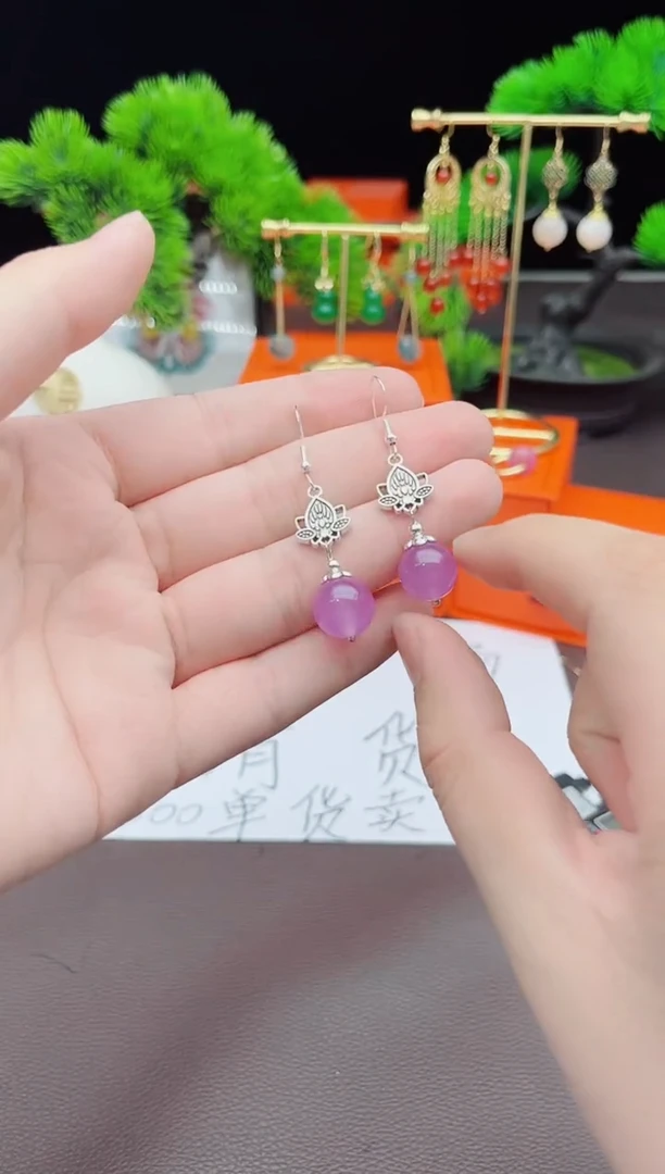 【闪购商品】玛瑙/玉髓耳钉银S925镶嵌321000