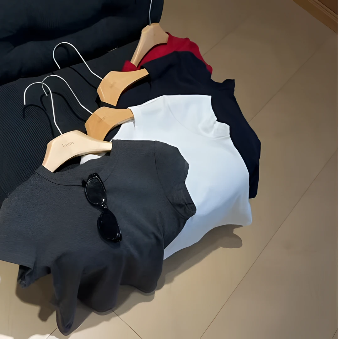 HEAN/禾桉 极简修身显瘦正肩圆领T恤 百搭简约上衣