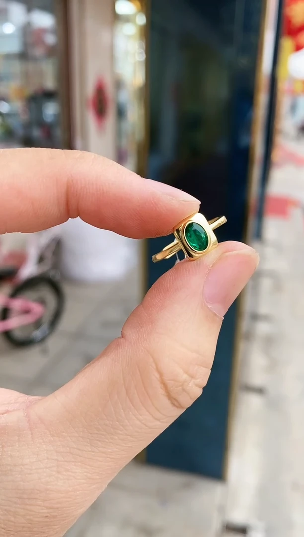 【闪购商品】祖母绿戒指银S925镶嵌戒指