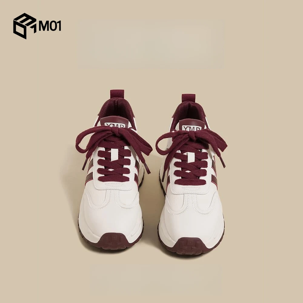 M01厚底阿甘鞋女2025春季小个子安可拉红白色休闲德训运动老爹鞋