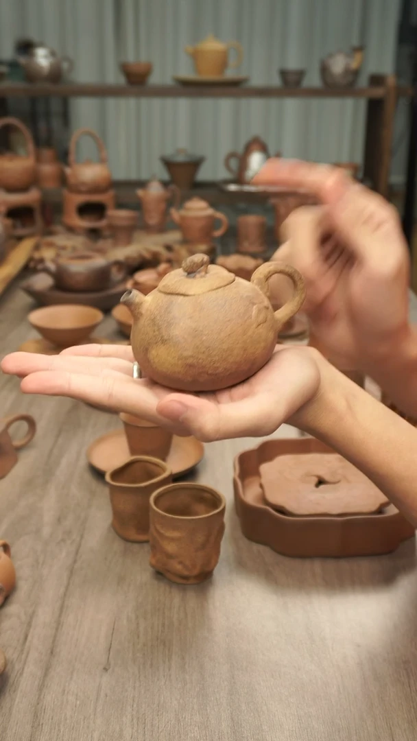 老岩泥粗陶 柿子壶175ml