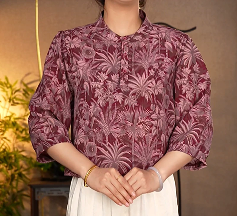 【A110安哥拉红】2025年气质百搭妈妈装小衫