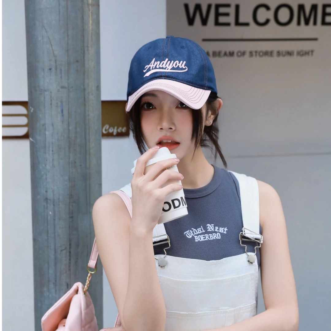 【Andyou】拼色棒球帽刺绣运动韩版太阳帽帽子女百搭鸭舌帽时尚自然