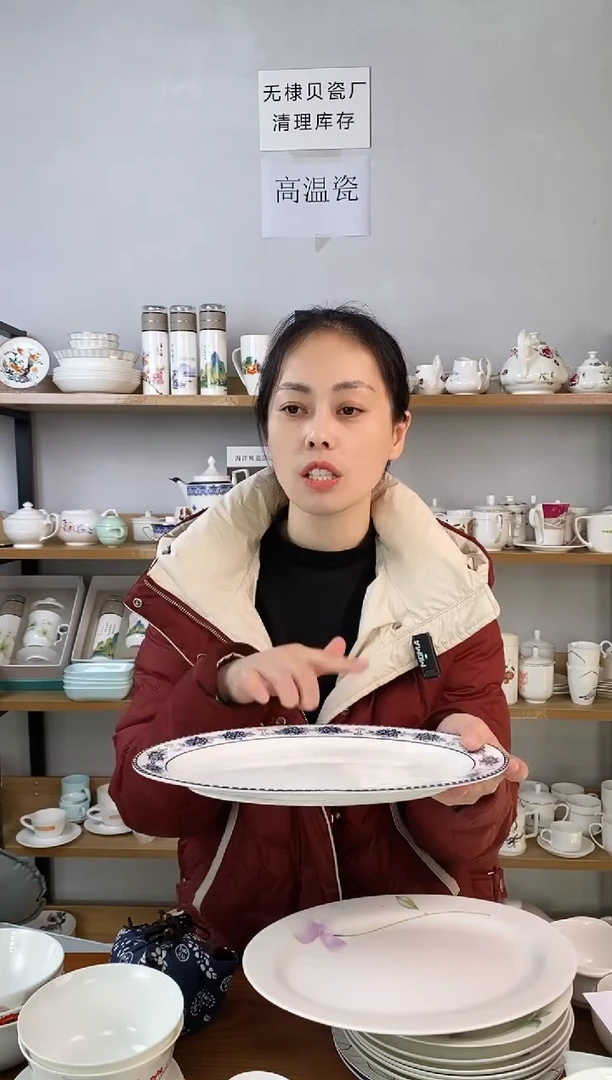 12寸鱼盘蓝青花一个