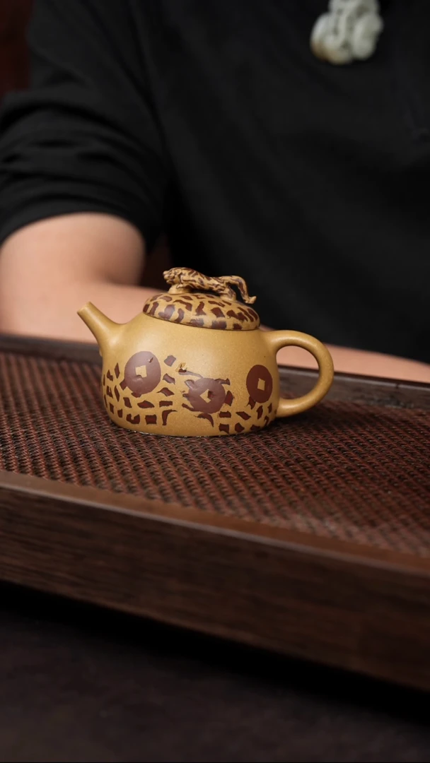 【闪购商品】紫砂茶壶黄金段金钱豹