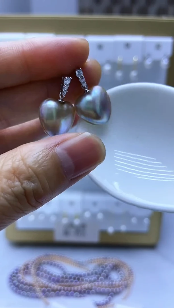 耳饰拼合珍珠（马贝珠）银S925镶嵌马贝
