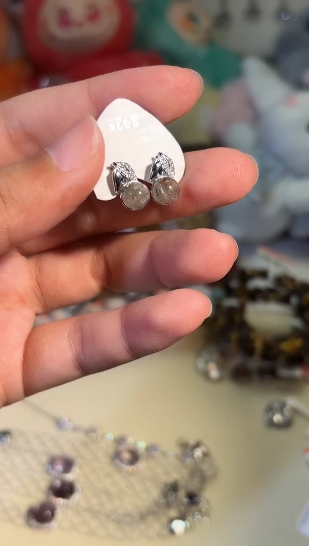 银S925镶嵌耳钉水晶g017多样性发货一件