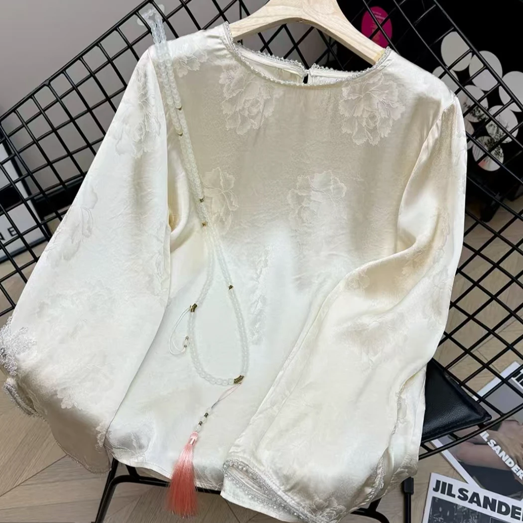 【花开牡丹】新中式国风长袖女衬衫刺绣印花时尚网红衬衣DK028