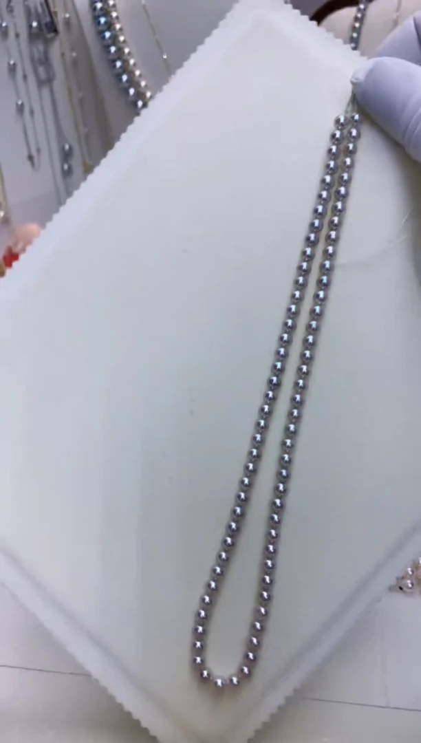 【闪购商品】海水珍珠商品18K金镶嵌5-6真多麻色满珠链