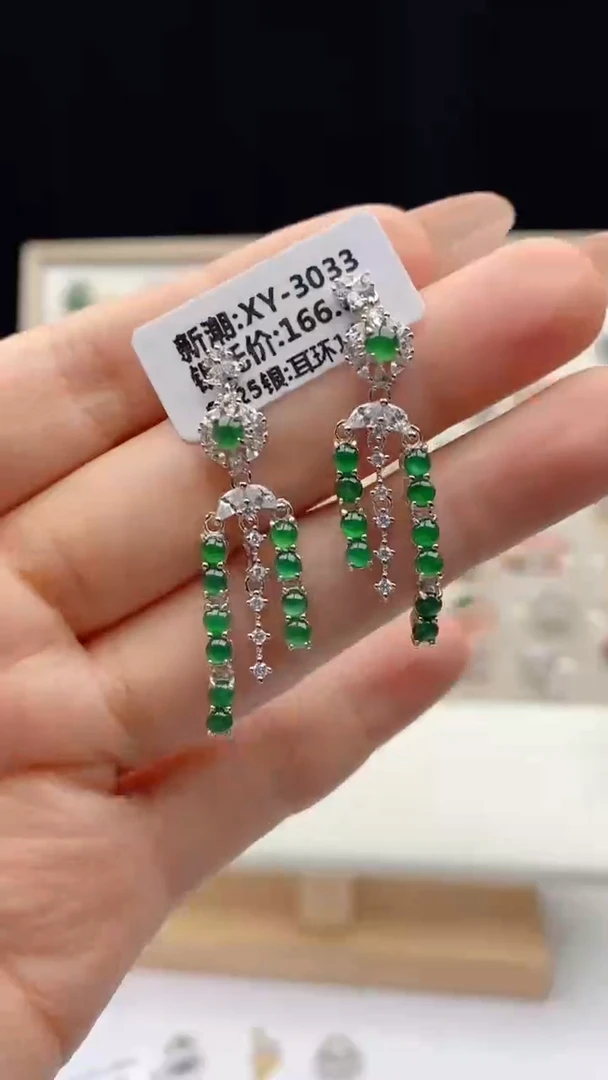 翡翠戒指银S925镶嵌天然A货翡翠1