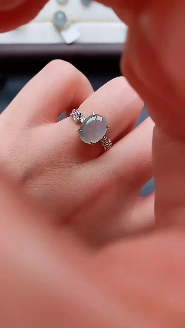 银S925镶嵌戒指翡翠...