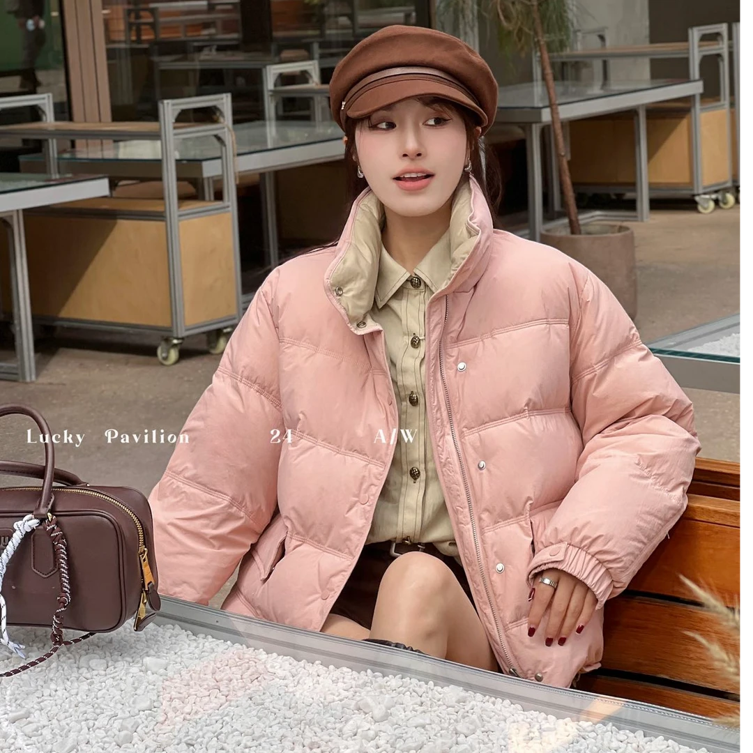 幸运阁新国标冬季纯色保暖潮流秋冬女士小个子糖果色羽绒服