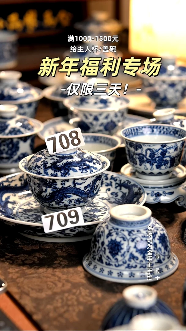 六****事景德镇全手工手绘柴窑茶器福利