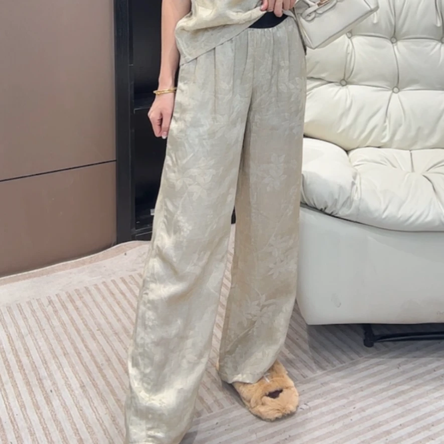 【芊颜家】 夏季款 新中式时尚女士百搭休闲雨露麻直筒裤子 96001