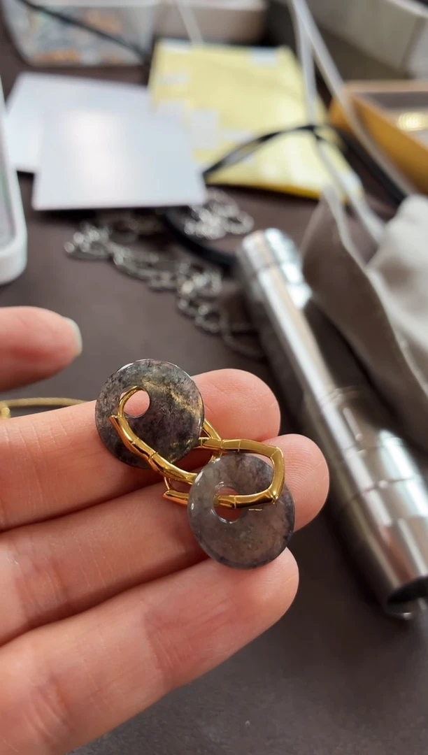 银S925镶嵌翡翠耳饰耳饰