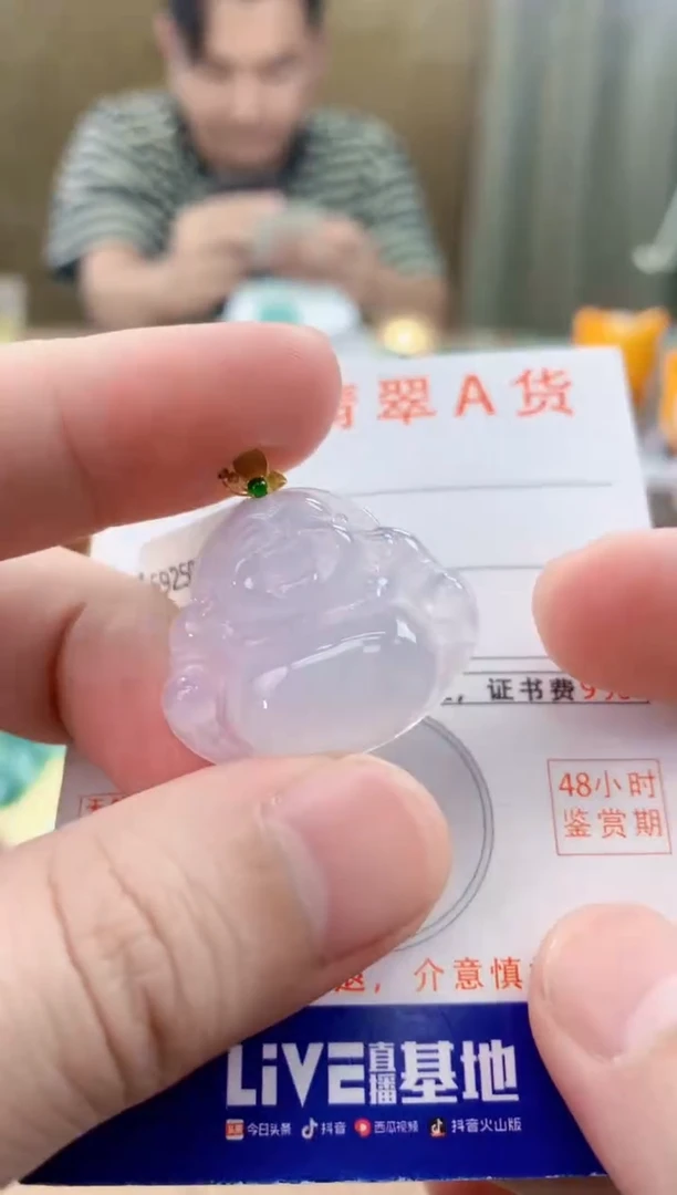 颈饰18K金镶嵌翡翠天然A货翡翠挂件