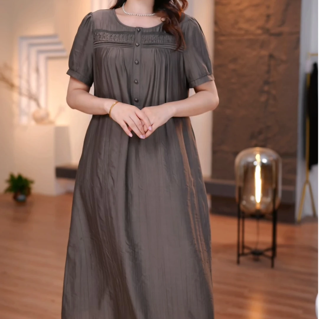 2025春夏新款连衣裙大码女装时尚连衣裙加肥加大遮肉显瘦裙（橙）