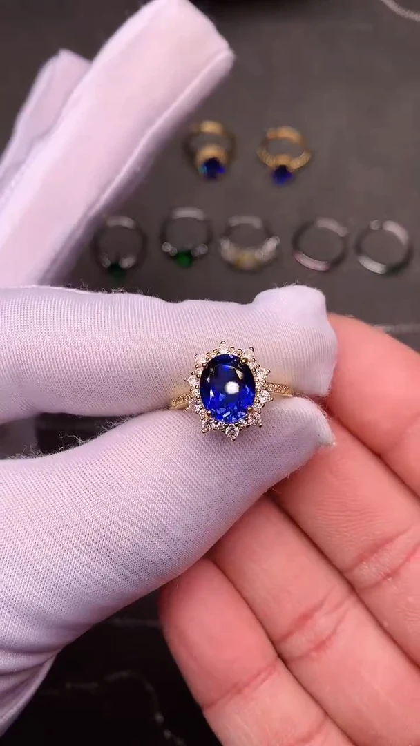 【闪购商品】蓝宝石戒指银S925镶嵌矢车菊