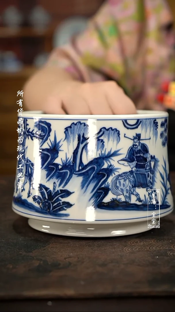 微瑕福利手绘高温现代瓷 气 人物 大马蹄水洗800c