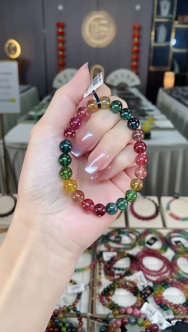 未镶嵌收藏级净体老矿碧玺单圈手串8mm+碧玺hon多样性发一条