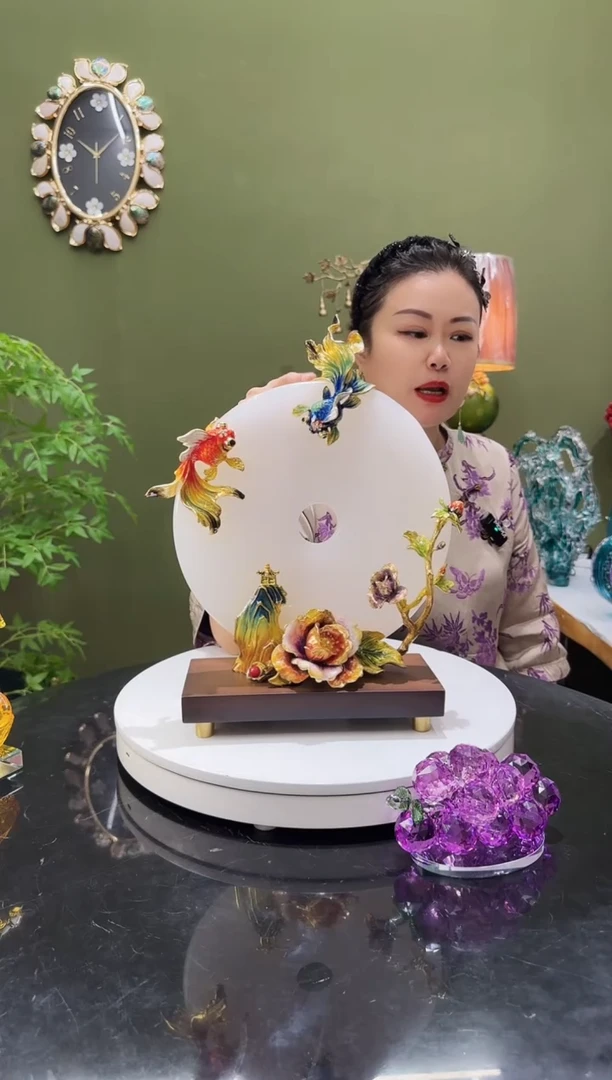 玉天然玉石  合金珐琅彩  平安扣