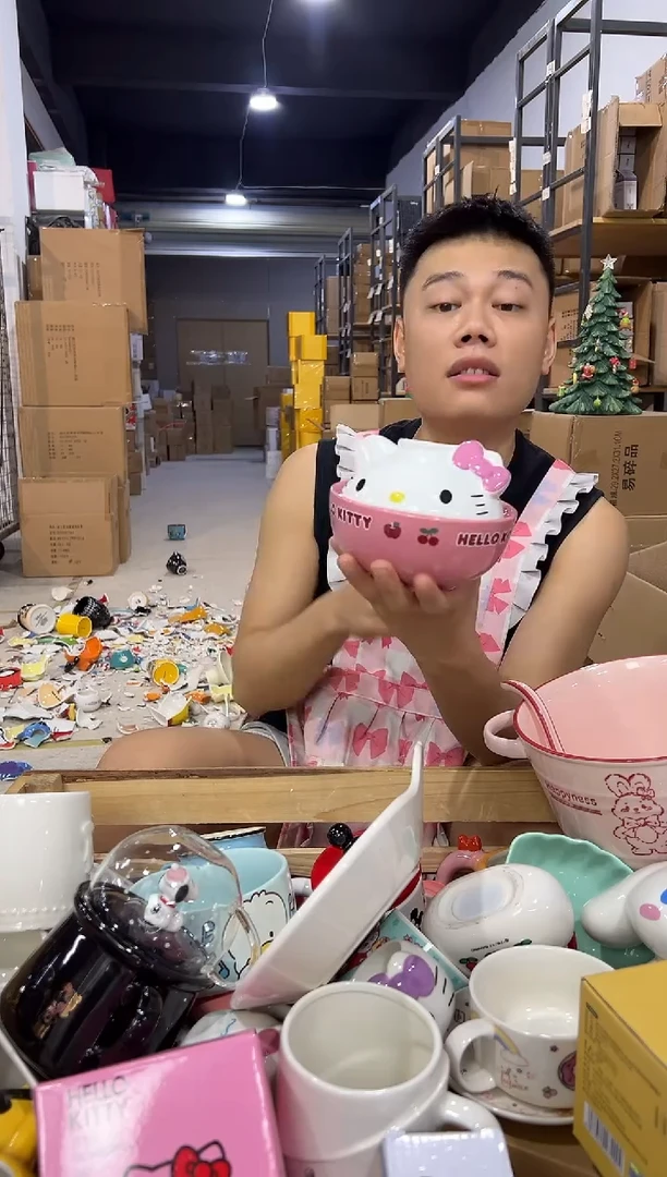 瓷片B款原盒kt猫带盖泡面碗