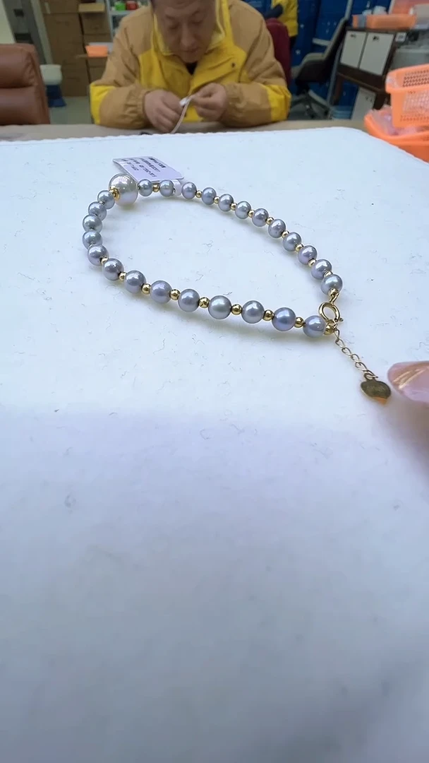 【闪购商品】海水珍珠手串18K金镶嵌真多麻手链