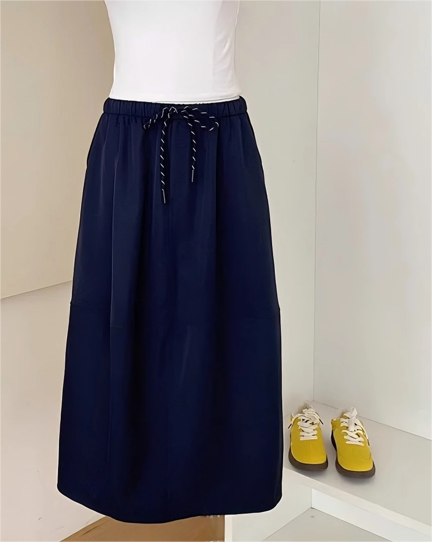 遮肉花苞裙半身裙夏季高腰显瘦中长款宽松显瘦休闲凉感百搭蓬蓬裙