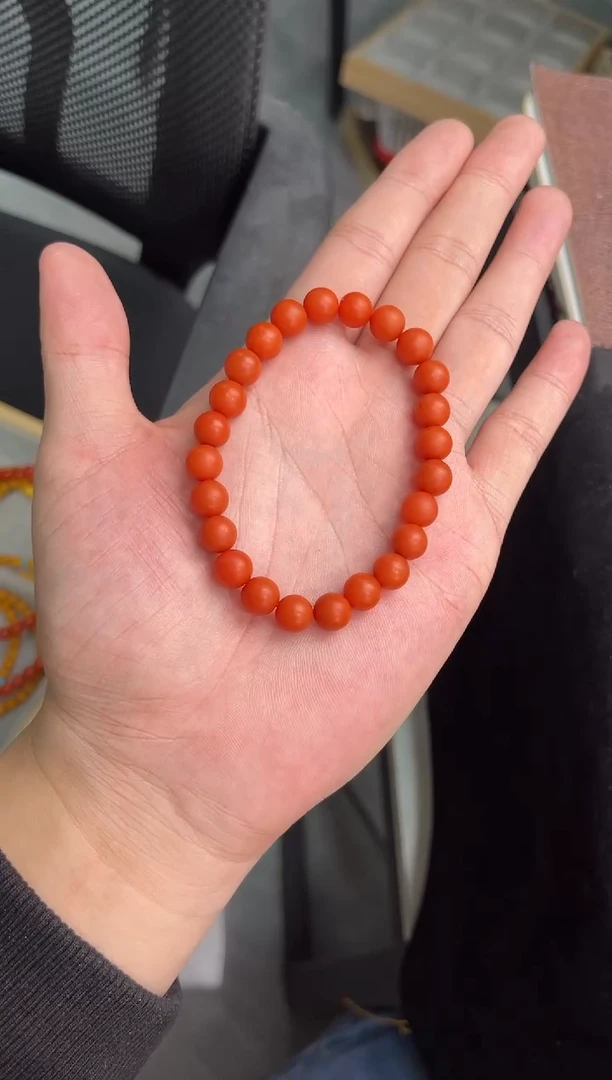 未镶嵌手串南红玛瑙保山南红哑光单圈素串QF-A457（多样性发一）