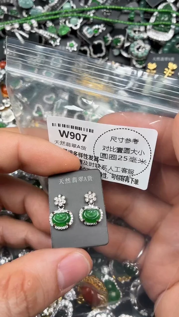 颈饰未镶嵌翡翠W907耳钉