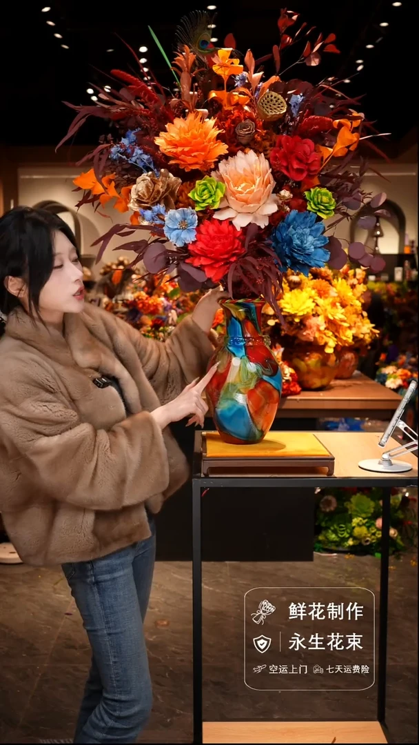 手工艺品琉璃手工花器花束空运包邮送货上门-以图片为准