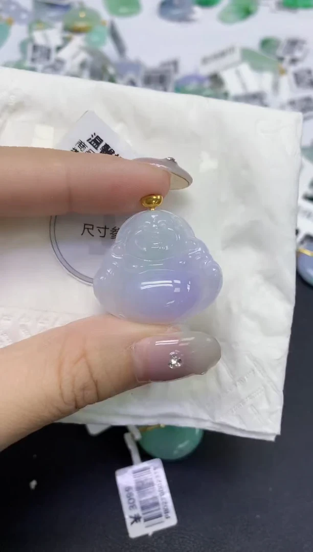 颈饰18K金镶嵌翡翠天然缅甸翡翠A货百元以上9元证书费自理