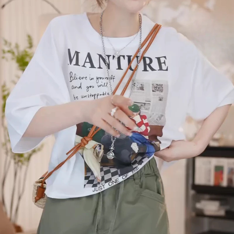 【姐妹淘】新款夏季时尚修身减龄卡通印花薄款短袖T恤LK2503383