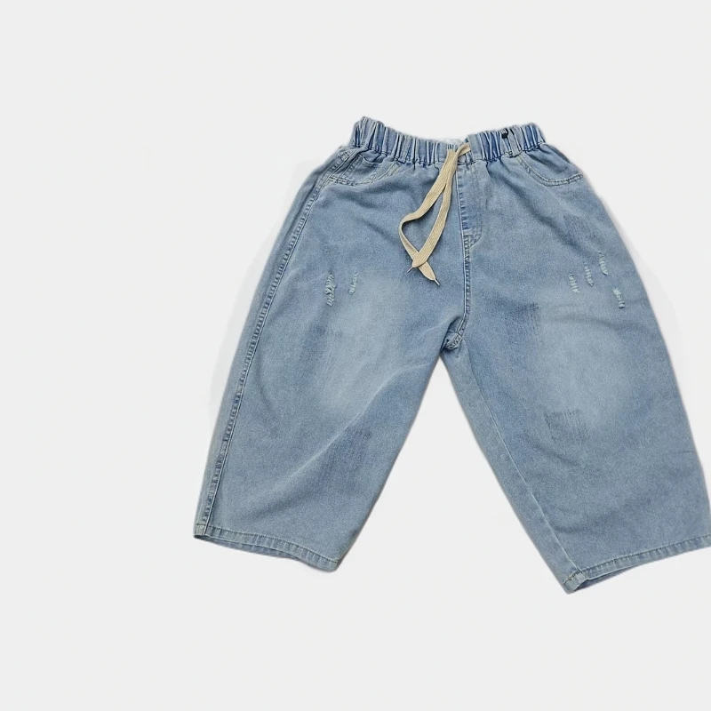 【2190-蓝】青少年牛仔六分裤