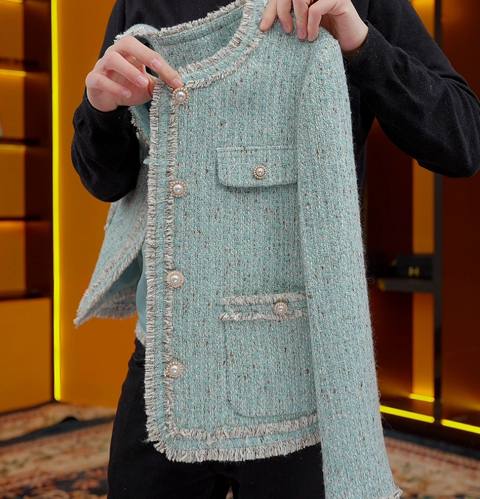 YK-【开春必备】2025春季新款气质显瘦蓝色外套