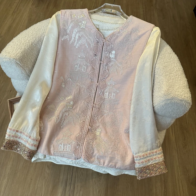 【双面双穿江山楼阁】2025春装新款重工中式马甲