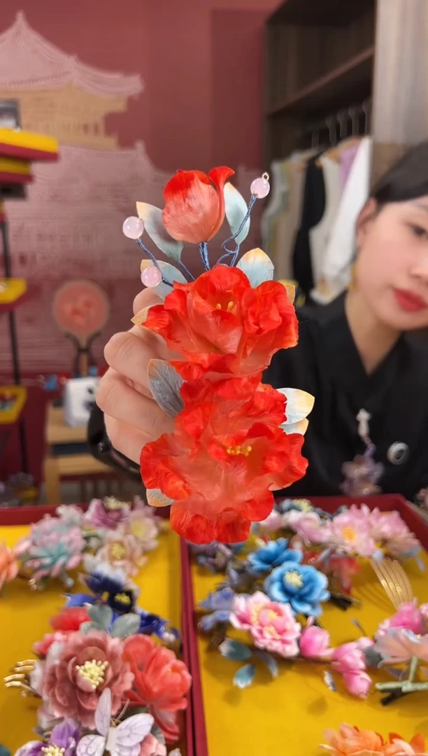 【闪购商品】织绣非遗绒花（发饰）