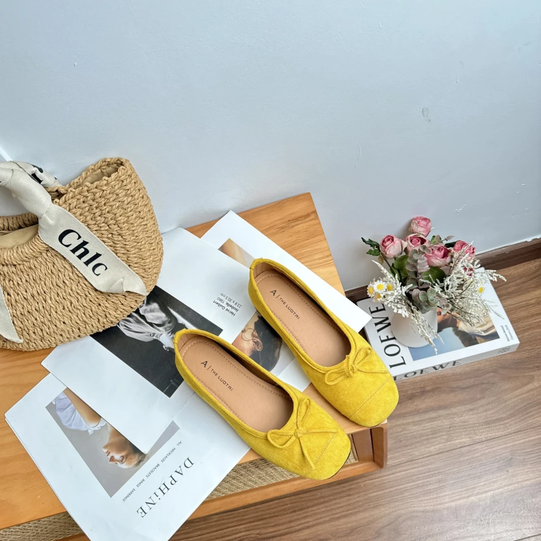 【初奢自制】蝴蝶结浅口单鞋女2025春季新款仙女风平底防滑配裙子