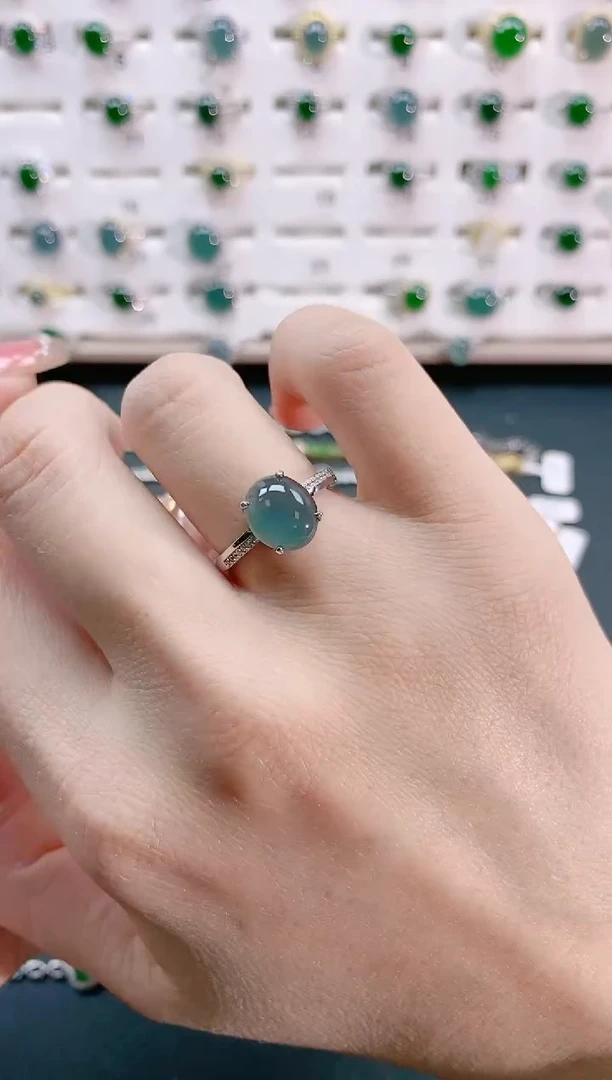 【闪购商品】翡翠戒指银S925镶嵌天然翡翠