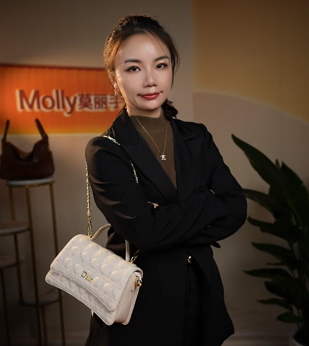 【Molly定制】原创设计白色菱格沙漏单肩手提包