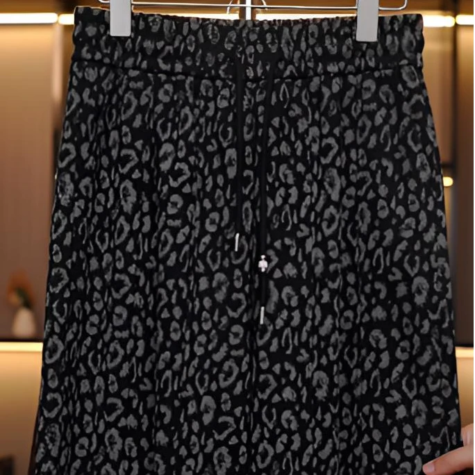 【灰色豹纹】娟姐严选秋冬季新品百搭宽松显瘦高腰垂感休闲裤