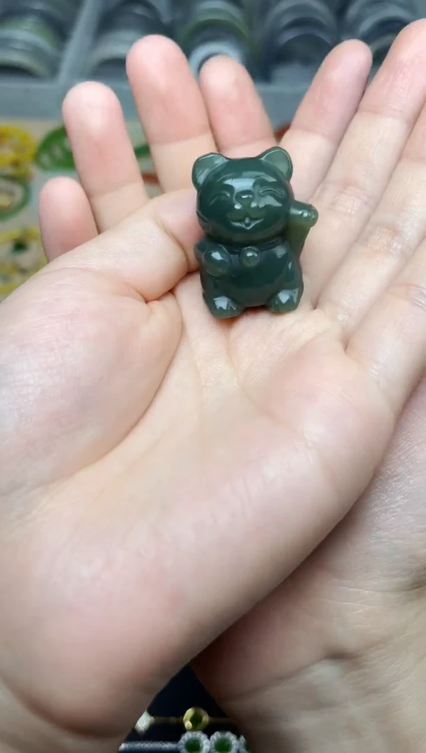 和田玉未镶嵌摆件招财猫06