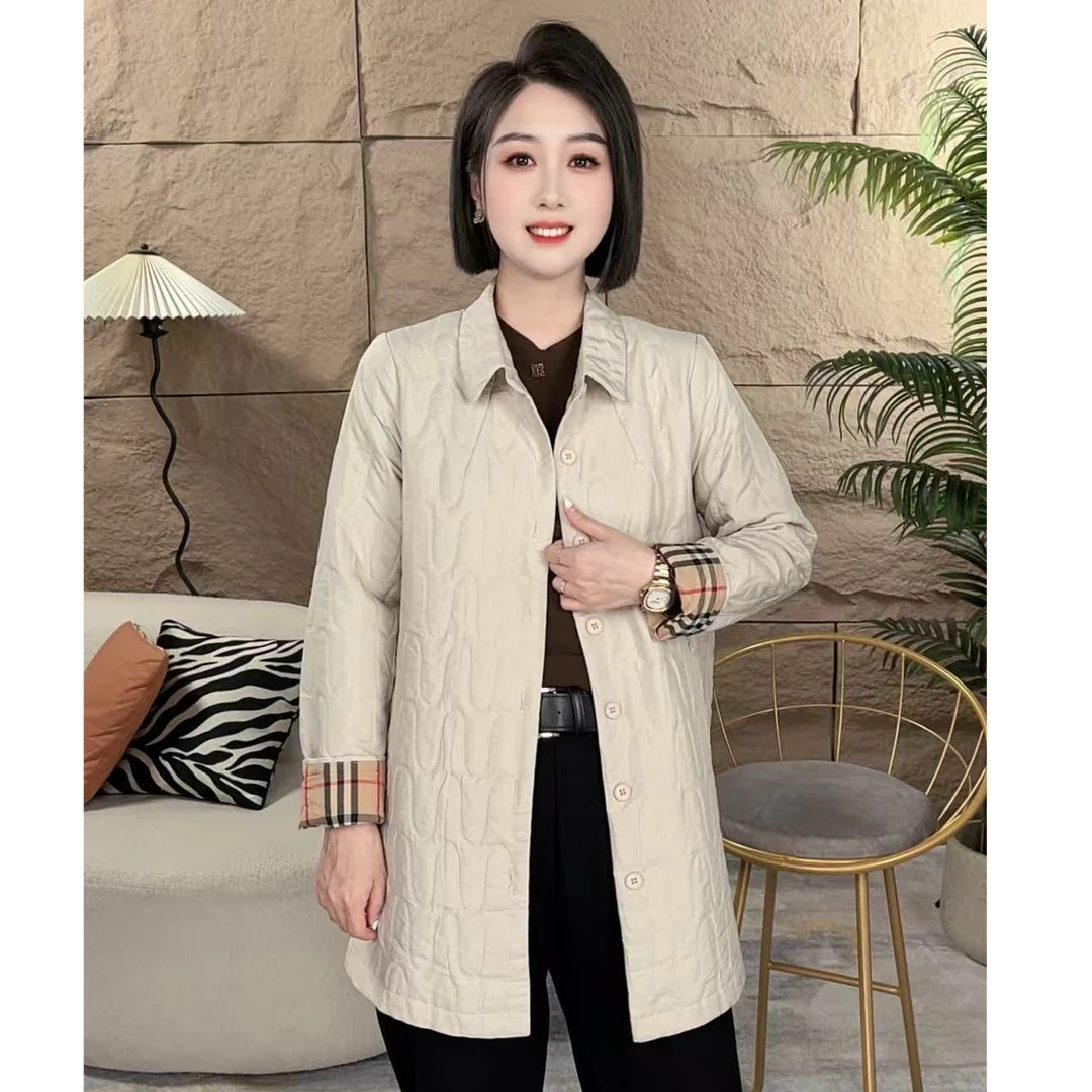 春秋新款时尚风衣气质百搭长款上衣女立领显瘦女气质外套休闲