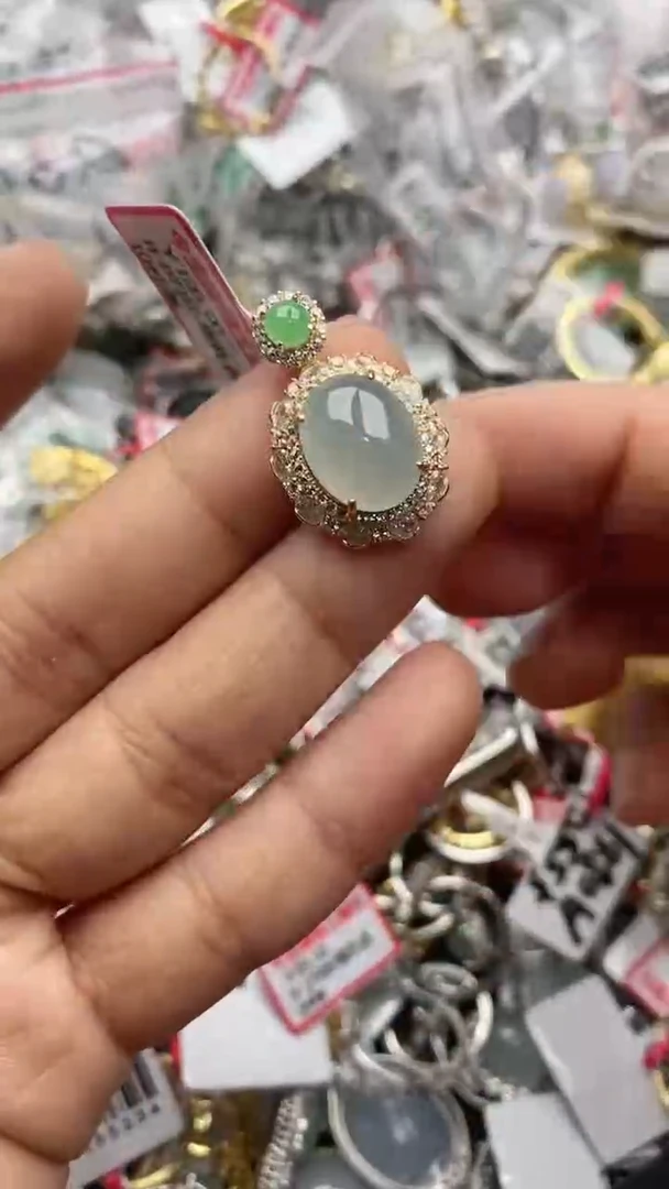 银S925镶嵌戒指翡翠111             8