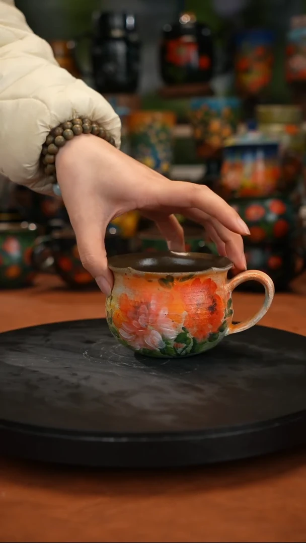 紫砂油画手绘釉下彩