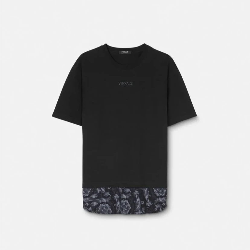 未使用 VERSACE/范思哲 男士拼接式黑色T恤 MTS10641