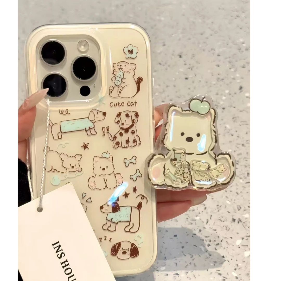 线条猫咪狗狗适用苹果16Pro手机壳iPhone/华为/OPPO/小米/一加软