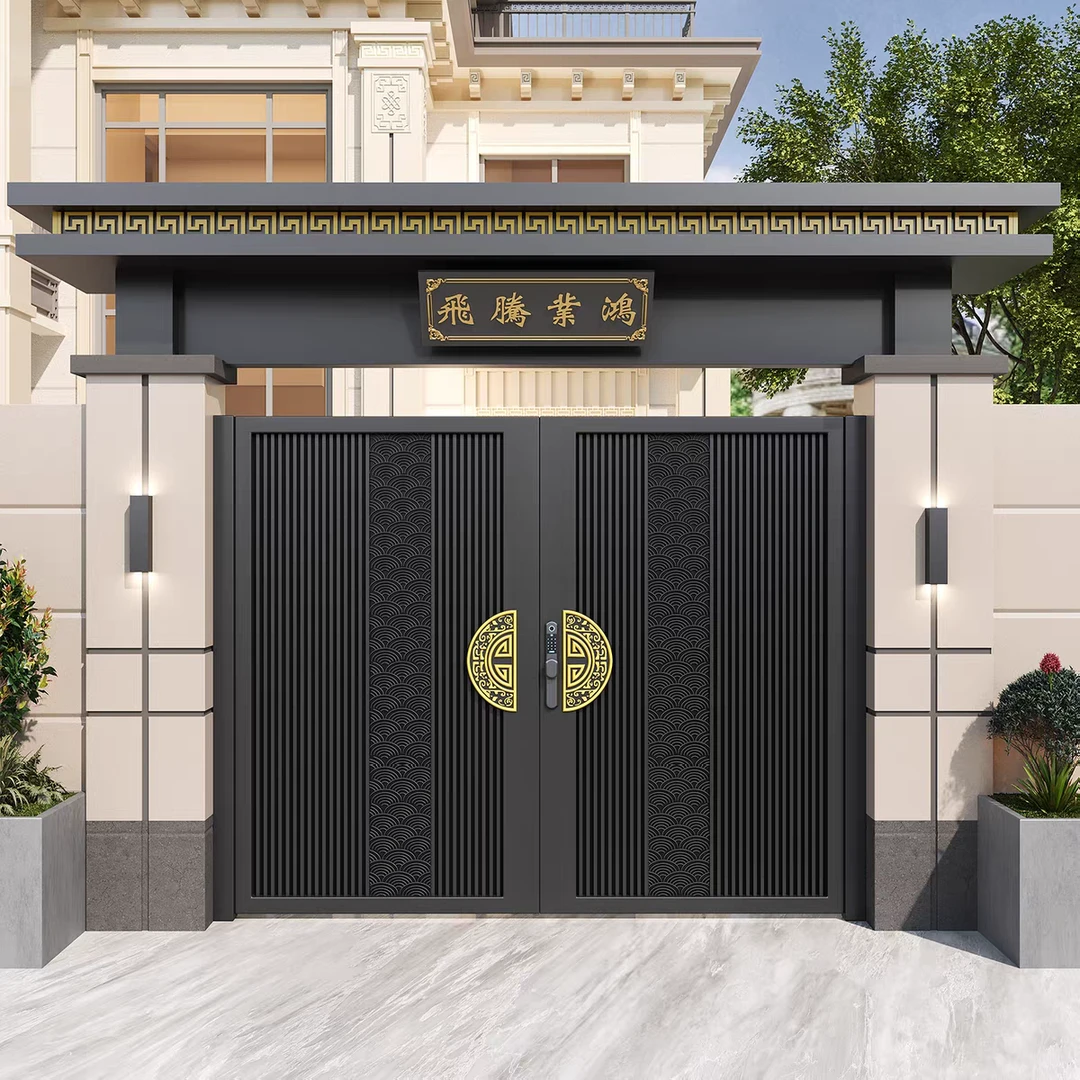 铝合金铁艺别墅庭院双开大门户外花园自建房简约铝艺门院子